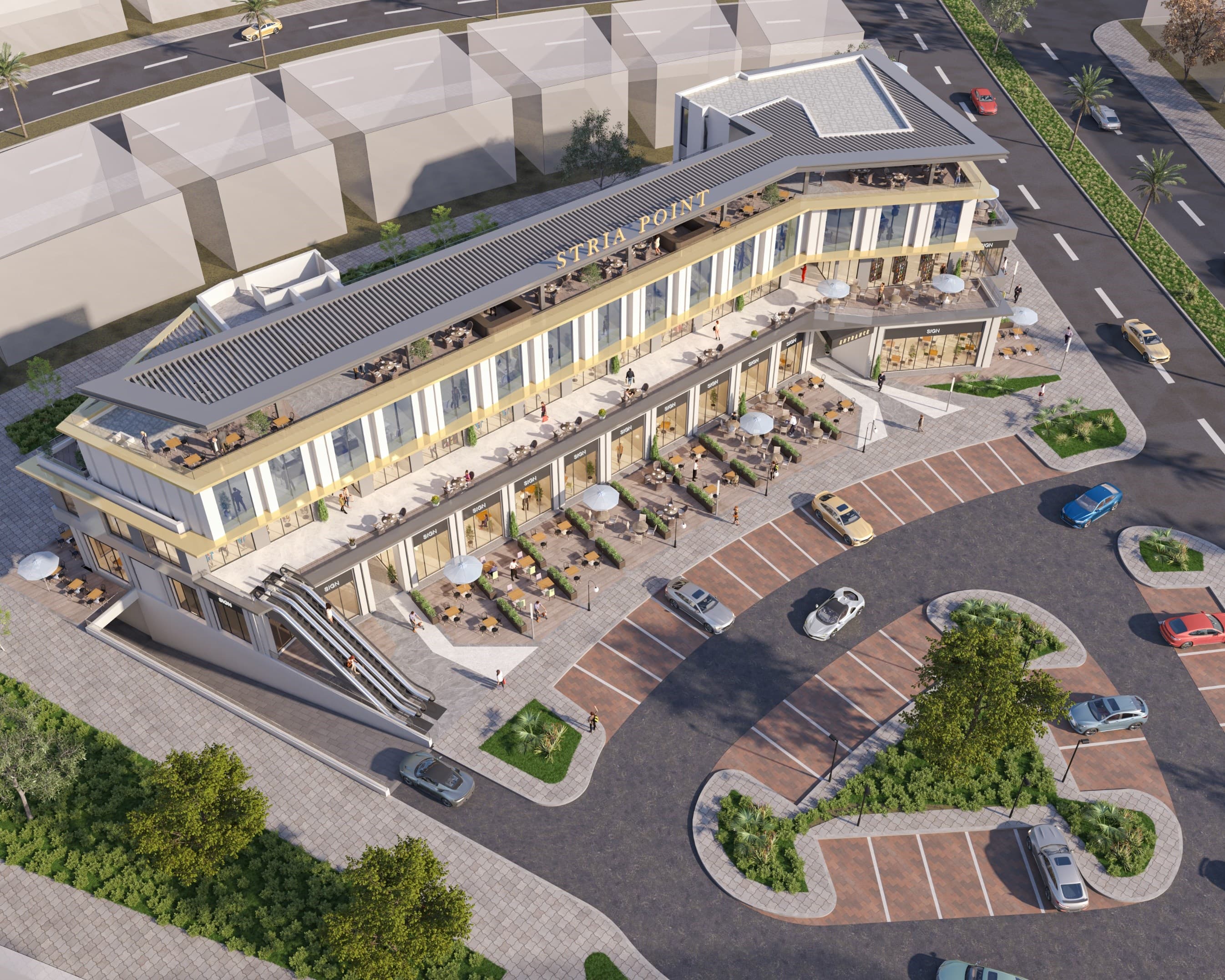 Aerial architectural visualization of STRIA Point